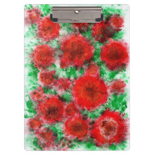 Red Poppies Field Watercolor Botanical Meadow Clip Clipboard