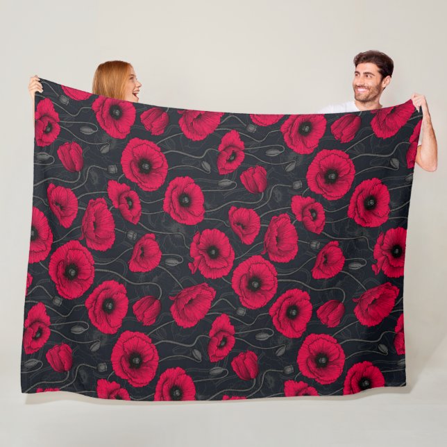 Red Poppies Fleece Blanket (In Situ)