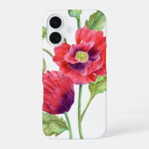 Red Poppies Floral Art iPhone 16 Case