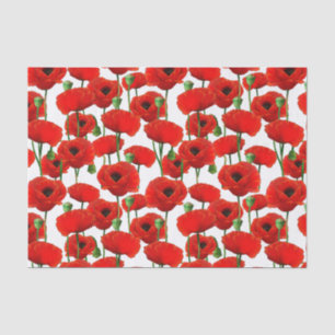Red Poppies Floral Pattern Tissue Paper