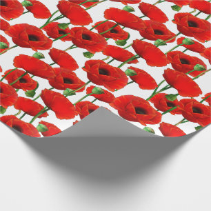 Red Poppies Floral Pattern Wrapping Paper