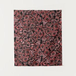 Red Poppies Flower Pattern Ink Poppy Tapestry