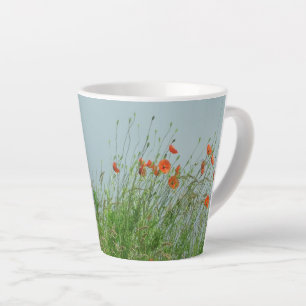 Red Poppies Flowers Latte Mug