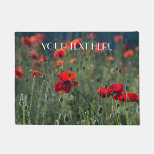 Red Poppies Flowers Nature Floral Doormat