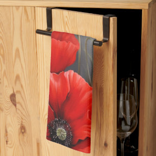 Red poppies Flowers Tea Towel