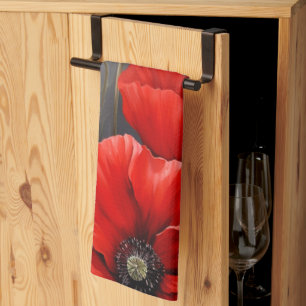 Red poppies Flowers Tea Towel
