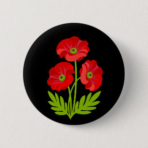 Red poppies for Armistice Day 6 Cm Round Badge