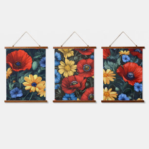 Red poppies hanging tapestry