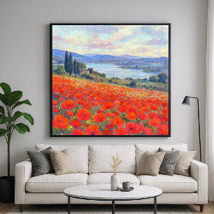 Red Poppies - Impressionistic Landscape Style Art Poster
