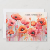 Red Poppies in a Field Watercolor Mother's Day
