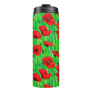 Red Poppies in a Green Field Thermal Tumbler
