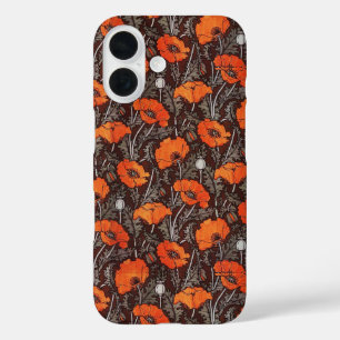 RED POPPIES IN BLACK WHITE Poppy Field Floral iPhone 16 Case
