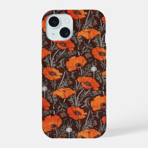 RED POPPIES IN BLACK WHITE Poppy Field Floral iPhone 15 Case