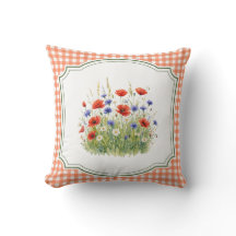 Red Poppies in the Countryside Cushion