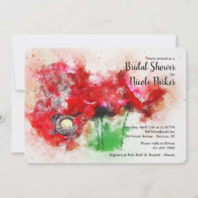 Red Poppies Invitation (Front)