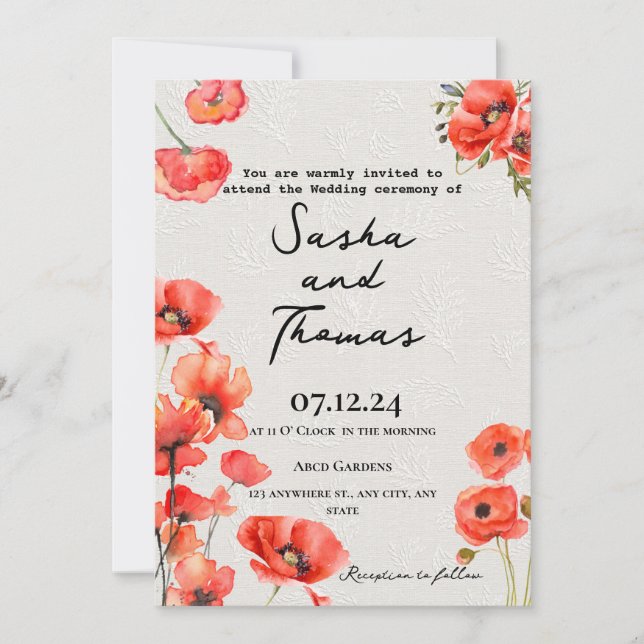 Red Poppies Invitation (Front)
