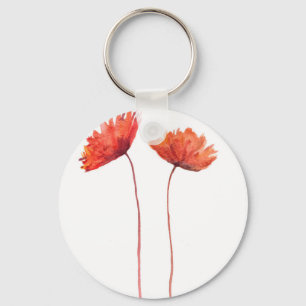 Red poppies key ring