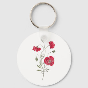 Red Poppies Key Ring