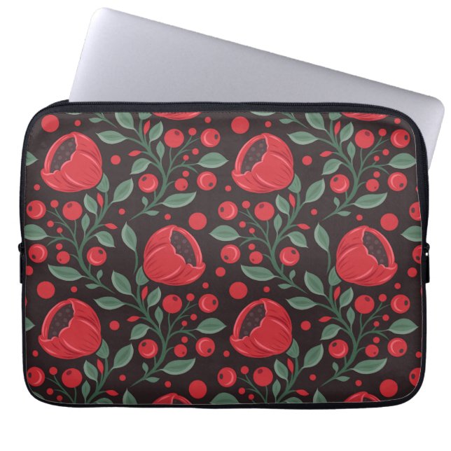 Red poppies laptop sleeve (Front)