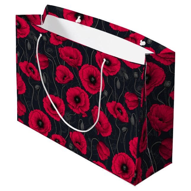 Red Poppies Large Gift Bag (Back Angled)