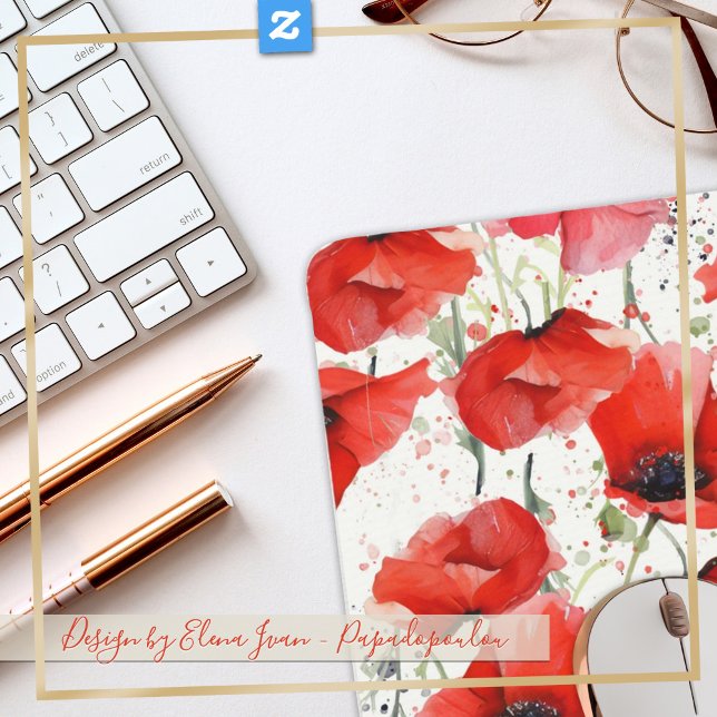 Red poppies mouse pad (Beautiful poppies on your derk)