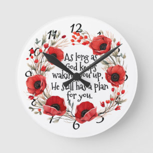 Red Poppies Mug Round Clock