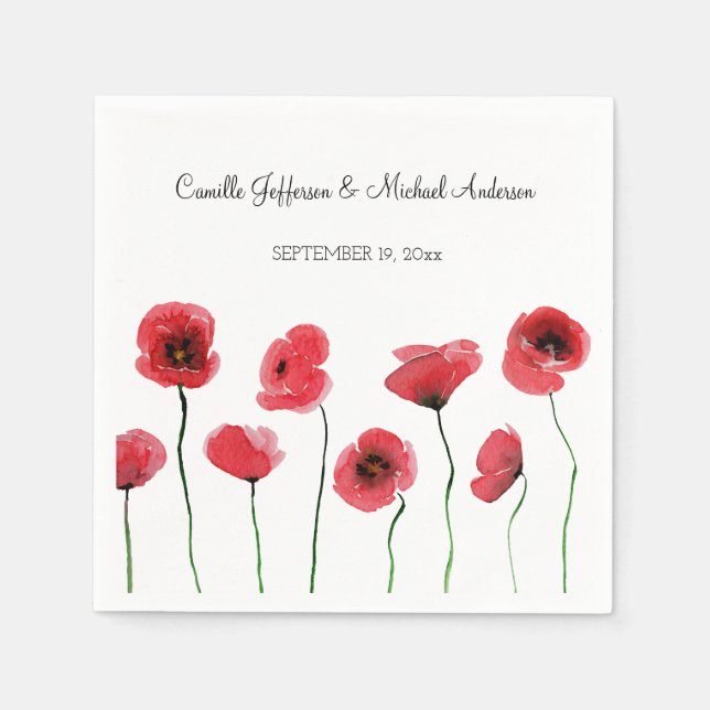 Red poppies napkin (Front)