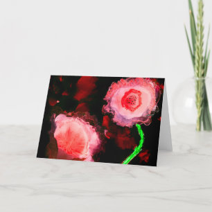 Red Poppies on Black Alcohol Ink Painting Card