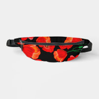 Red poppies on black background illustration