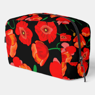 Red poppies on black background illustration  dopp kit
