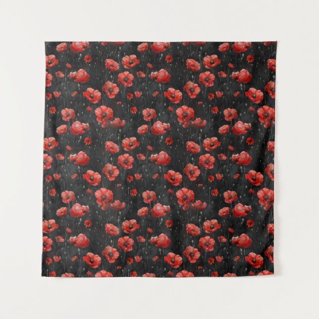 Red poppies on black tapestry (Front)