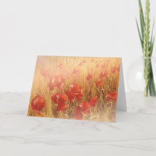 Red Poppies On Canvas Greeting Cards