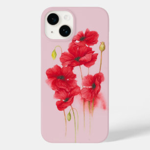 Red Poppies On Pink Blush Case-Mate iPhone 14 Case