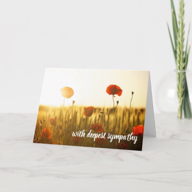 Red Poppies Open Field With Deepest Sympathy Card (Front)
