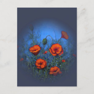 Red Poppies, Original Painting, Impressionism Postcard