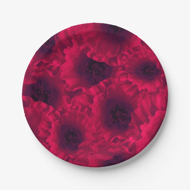 Red poppies paper plate (Front)
