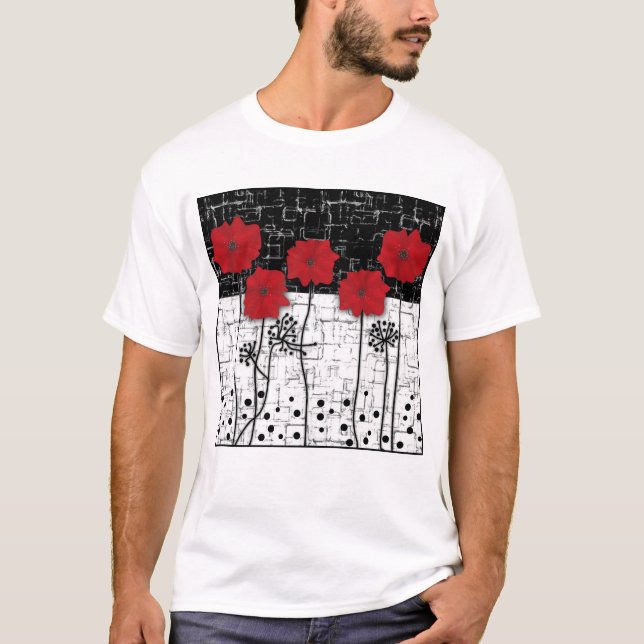 Red poppies paper plates T-Shirt (Front)