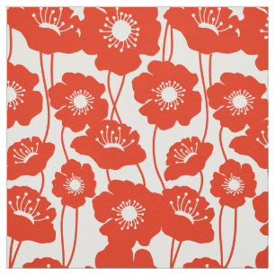 Red Poppies Pattern Fabric
