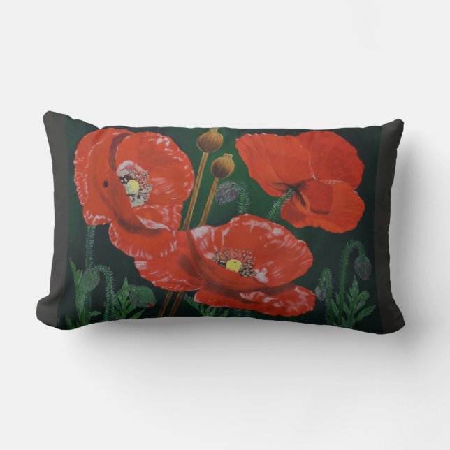 Red Poppies Pillow (Front)