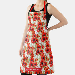 Red Poppies Poppy Floral  Apron
