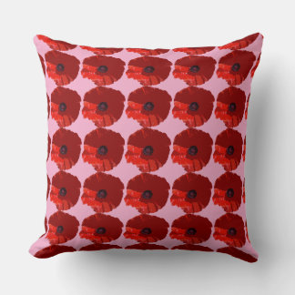 RED POPPIES POPPY FLORAL CUSHION