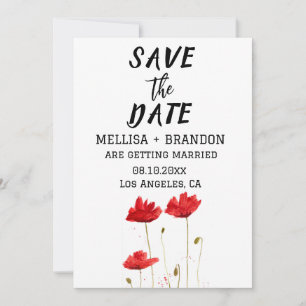 Red Poppies Poppy Floral Rustic Wedding  Invitation