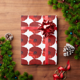 RED POPPIES POPPY FLORAL WRAPPING PAPER