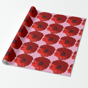 RED POPPIES POPPY FLORAL WRAPPING PAPER