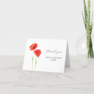 Red Poppies Poppy Flower Floral Wedding Thank you Card