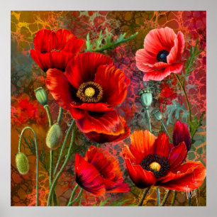 Red Poppies Poster