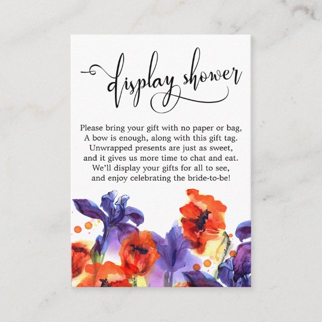 Red Poppies & Purple Iris Display Shower Cards (Front)