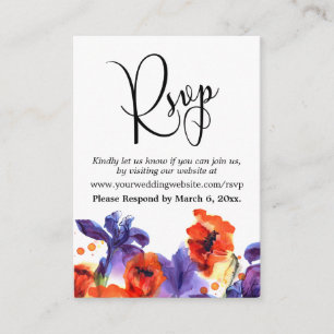 Red Poppies & Purple Iris RSVP Online Insert Cards