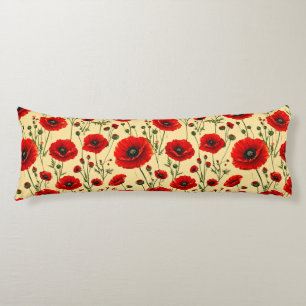 🌸 Red Poppies Romantic Cosy Home Style Decor Art Body Cushion