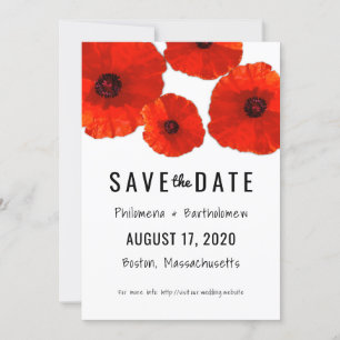 Red Poppies Save the Date Announcement